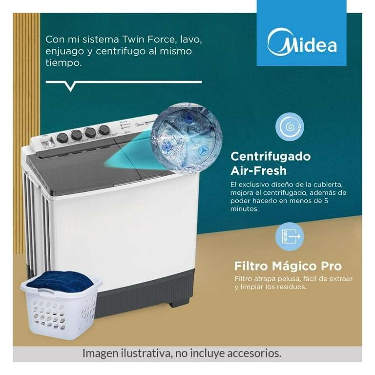 Lavadora Midea Dos tinas 19 kg Blanca