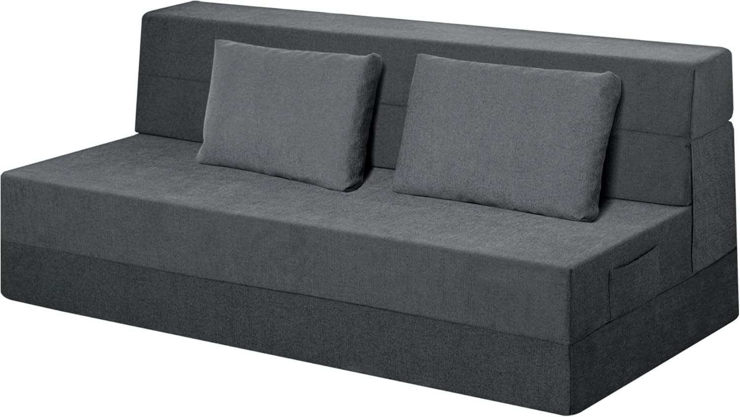 Sofá Cama Plegable Individual con Almohada, Gris Oscuro, Tela Transpirable y Espuma de Alta Densidad, 48.26 cm x 66.06 cm x 58.46 cm