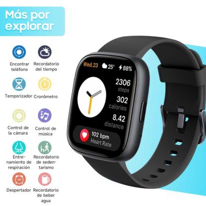 Reloj inteligente multifunción para hombre y mujer, rastreador de Fitness de 1,83 inch, con rastreador de pasos / rastreador de actividad, podómetro, reloj inteligente para responder / hacer llamadas, Compatible con Android iOS