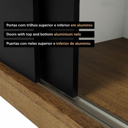 Madesa Ropero Closet con 3 Puertas y 1 Espejo Reno - Marrón/Negro