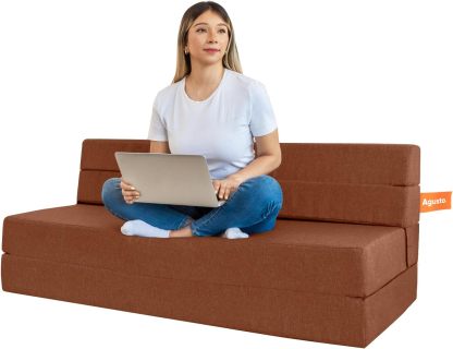 AGUSTO Sofá Cama Matrimonial Multifunción Colchon Plegable Futon Chaise Sillon Puff (Gris Oxford)