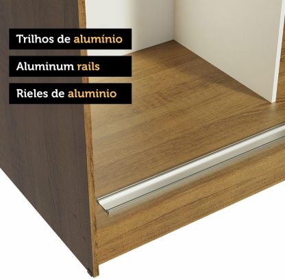 Madesa Ropero Closet con 3 Puertas y 1 Espejo Reno - Marrón/Negro