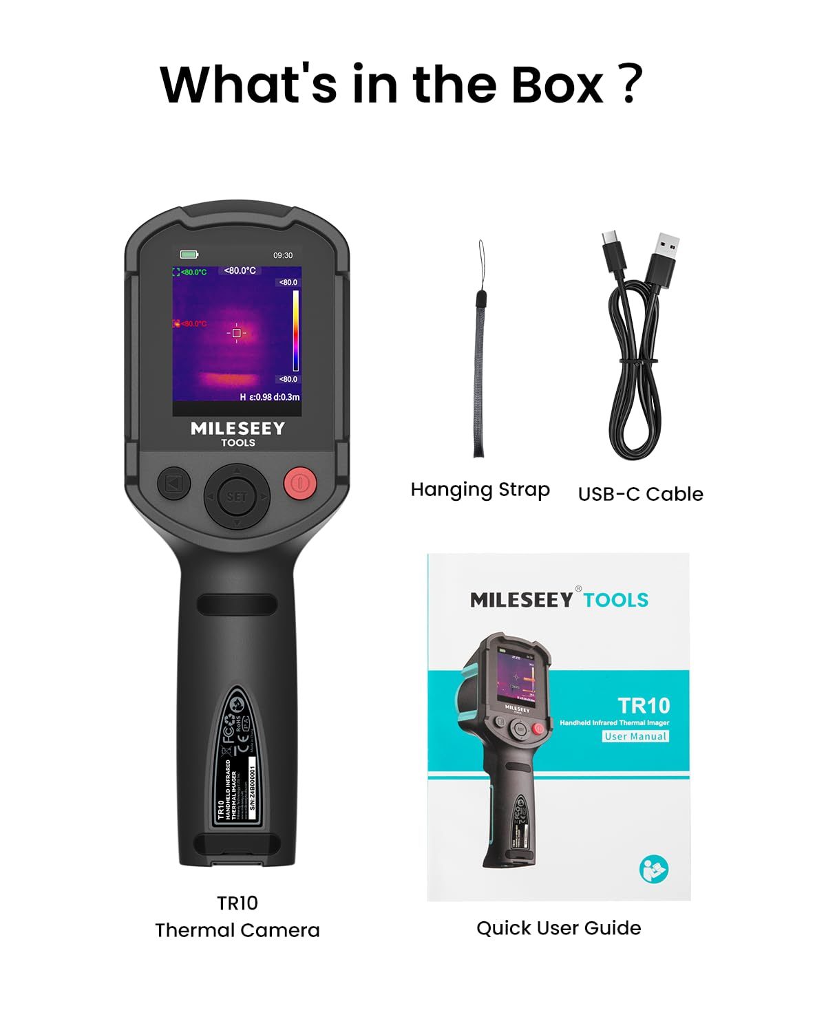 Cámara termográfica MILESEEY TR10, resolución IR de 192 × 192, 25 Hz