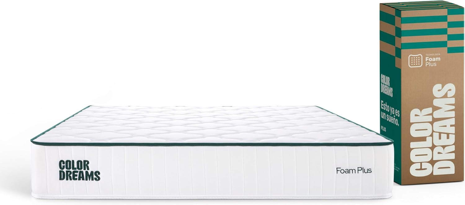 COLORDREAMS, Colchón Matrimonial Plus Foam 23 cm | Memory Foam con Gel | Firmeza Media | Hipoalergénico y antiácaros | Transpirable | 135x190 cm | Colchones en Caja