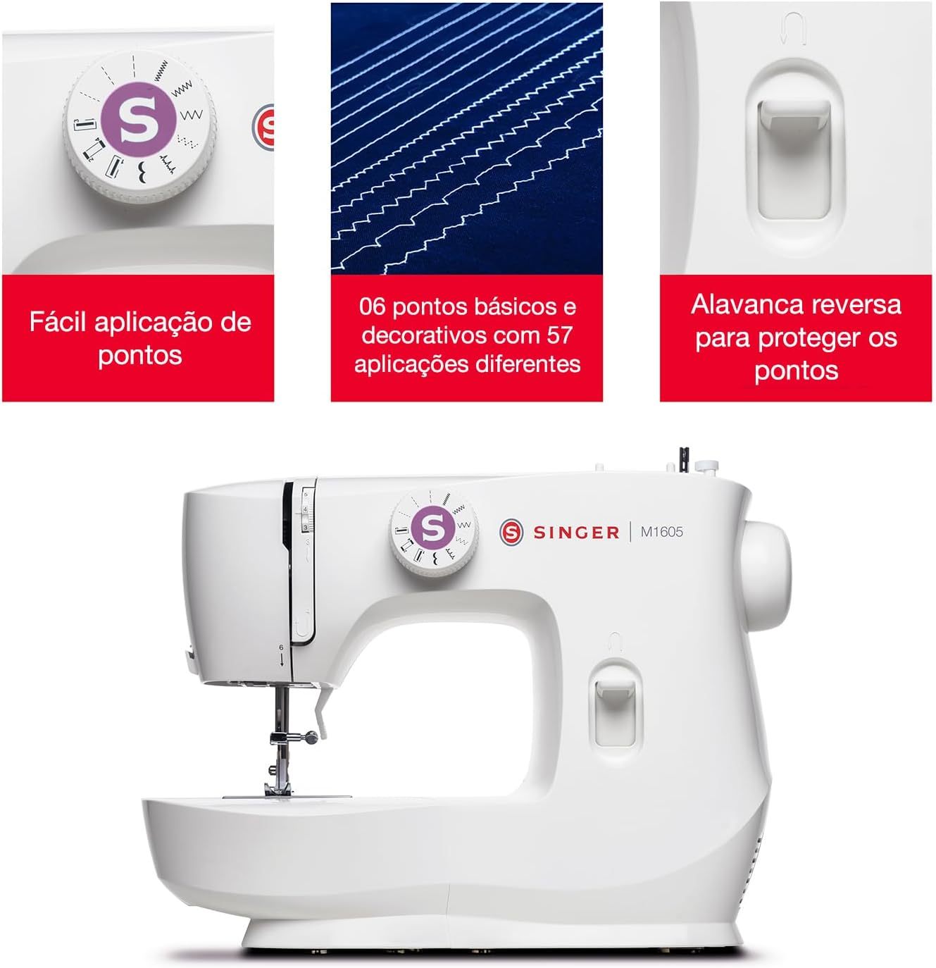 SINGER® Máquina De Coser Mecánica De 6 Puntadas M1605