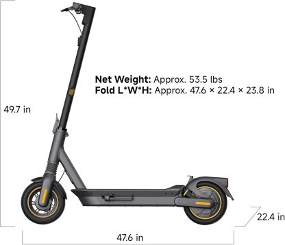 Segway Ninebot MAX G2 Scooter Eléctrico Plegable, Motor 1000W Potencia Máx, Autonomía 70 Km, 3 Modos de Conducción, Velocidad Máx de 35Km/h, Certificación IPX5, Compatible con App Segway - Gris