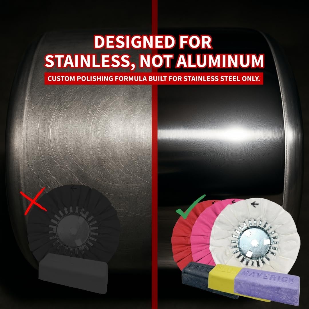Kit de pulido de acero inoxidable en 3 pasos de Renegade Products: discos de pulido Airway, barras de compuesto y bridas de seguridad – Sistema «Mirror Shine» para la restauración del acero