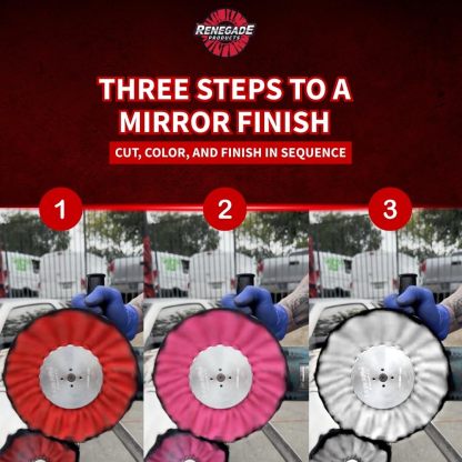 Kit de pulido de acero inoxidable en 3 pasos de Renegade Products: discos de pulido Airway, barras de compuesto y bridas de seguridad – Sistema «Mirror Shine» para la restauración del acero