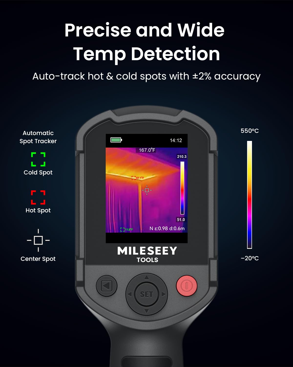 Cámara termográfica MILESEEY TR10, resolución IR de 192 × 192, 25 Hz