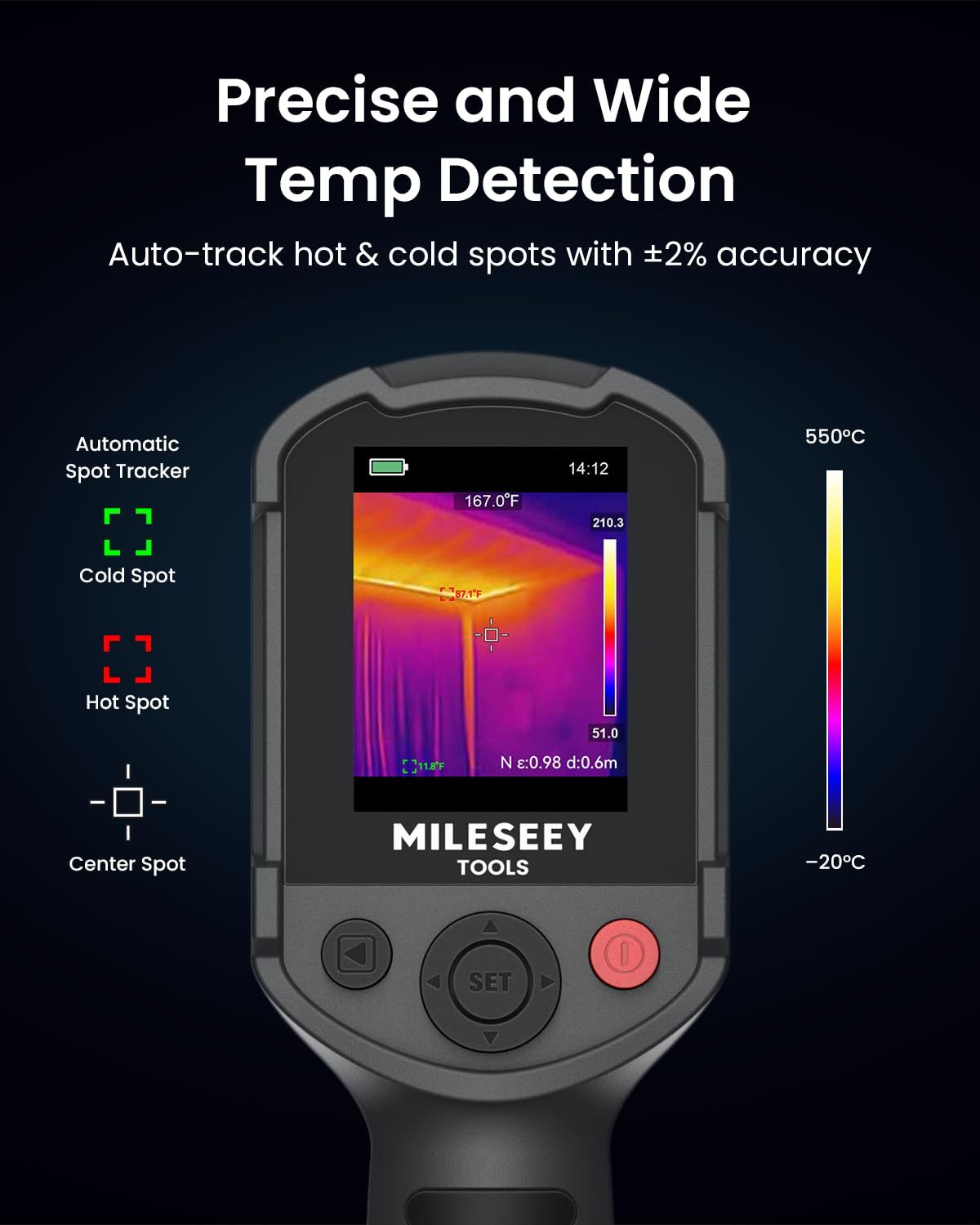 Cámara termográfica MILESEEY TR10, resolución IR de 192 × 192, 25 Hz