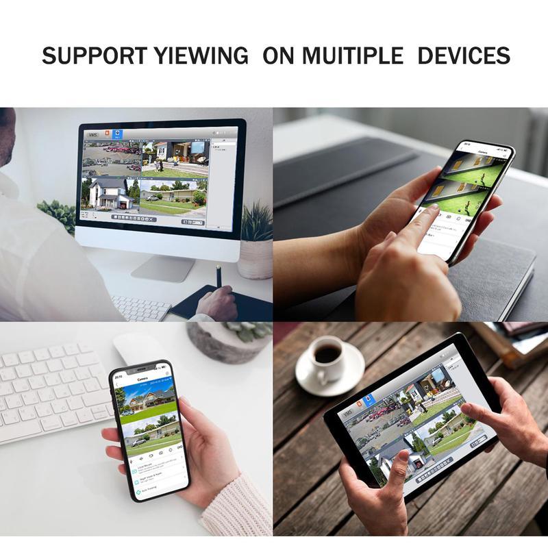 ICSEE Cámara de Seguridad AJ21 WiFi Triple Lente Ultra HD 9MP，Regalo de cable de extensión de 3 metros，360° Panorámica con Triple Lente PTZ，Detección de Movimiento + Visión Nocturna Color，Impermeable IP66，WiFi 2.4GHz ，Compatible con el protocolo ONVIF，Con