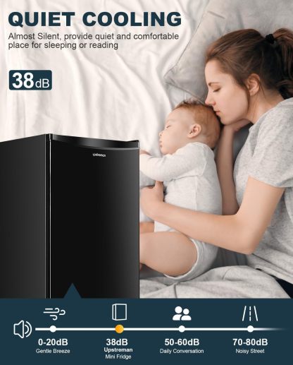 Upstreman BR321 BR231-Black Refrigeradores de tamaño completo, Negro brillante