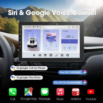 Autorradio Haudio con pantalla giratoria de 360°, estéreo Bluetooth 1 DIN con CarPlay y Android Auto inalámbricos, pantalla táctil IPS de 10,1 pulgadas con GPS, Mirror Link, control por voz, radio RDS/FM/AM y cámara trasera 1080P.