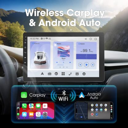 Autorradio Haudio con pantalla giratoria de 360°, estéreo Bluetooth 1 DIN con CarPlay y Android Auto inalámbricos, pantalla táctil IPS de 10,1 pulgadas con GPS, Mirror Link, control por voz, radio RDS/FM/AM y cámara trasera 1080P.