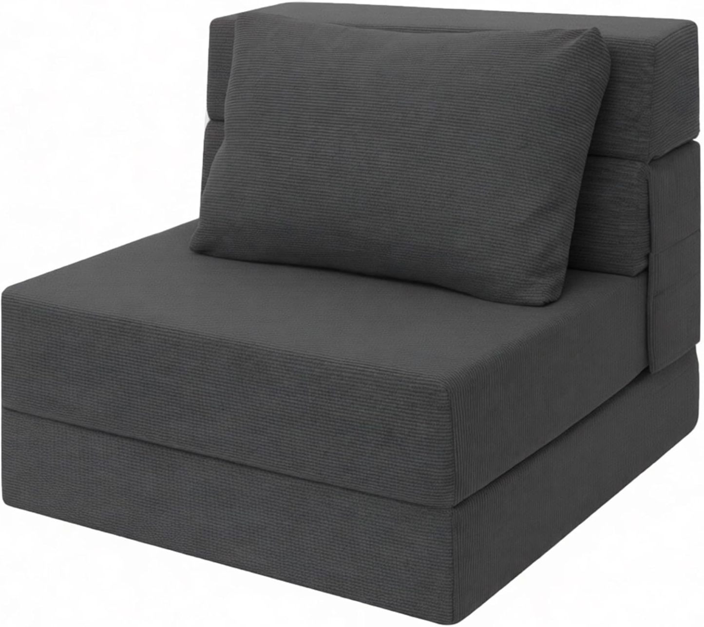 Sofá Cama Plegable Individual con Almohada, Gris Oscuro, Tela Transpirable y Espuma de Alta Densidad, 48.26 cm x 66.06 cm x 58.46 cm