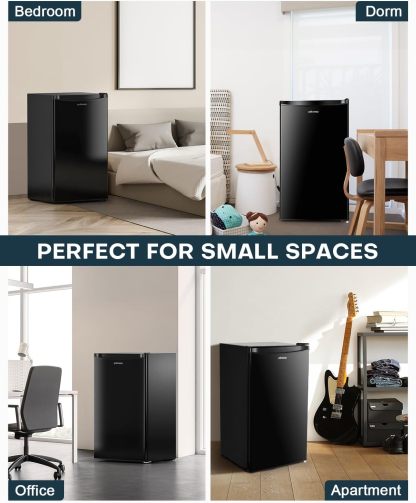 Upstreman BR321 BR231-Black Refrigeradores de tamaño completo, Negro brillante