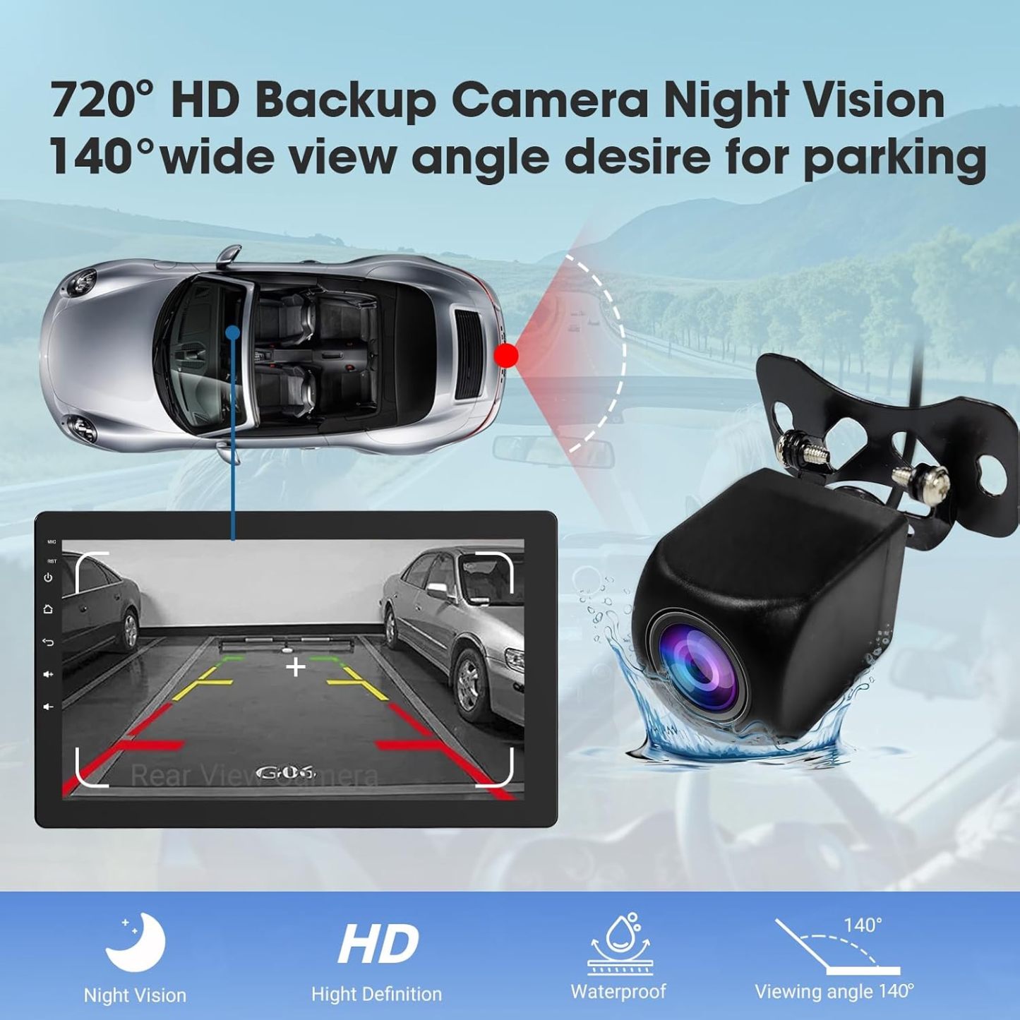Autorradio Haudio con pantalla giratoria de 360°, estéreo Bluetooth 1 DIN con CarPlay y Android Auto inalámbricos, pantalla táctil IPS de 10,1 pulgadas con GPS, Mirror Link, control por voz, radio RDS/FM/AM y cámara trasera 1080P.