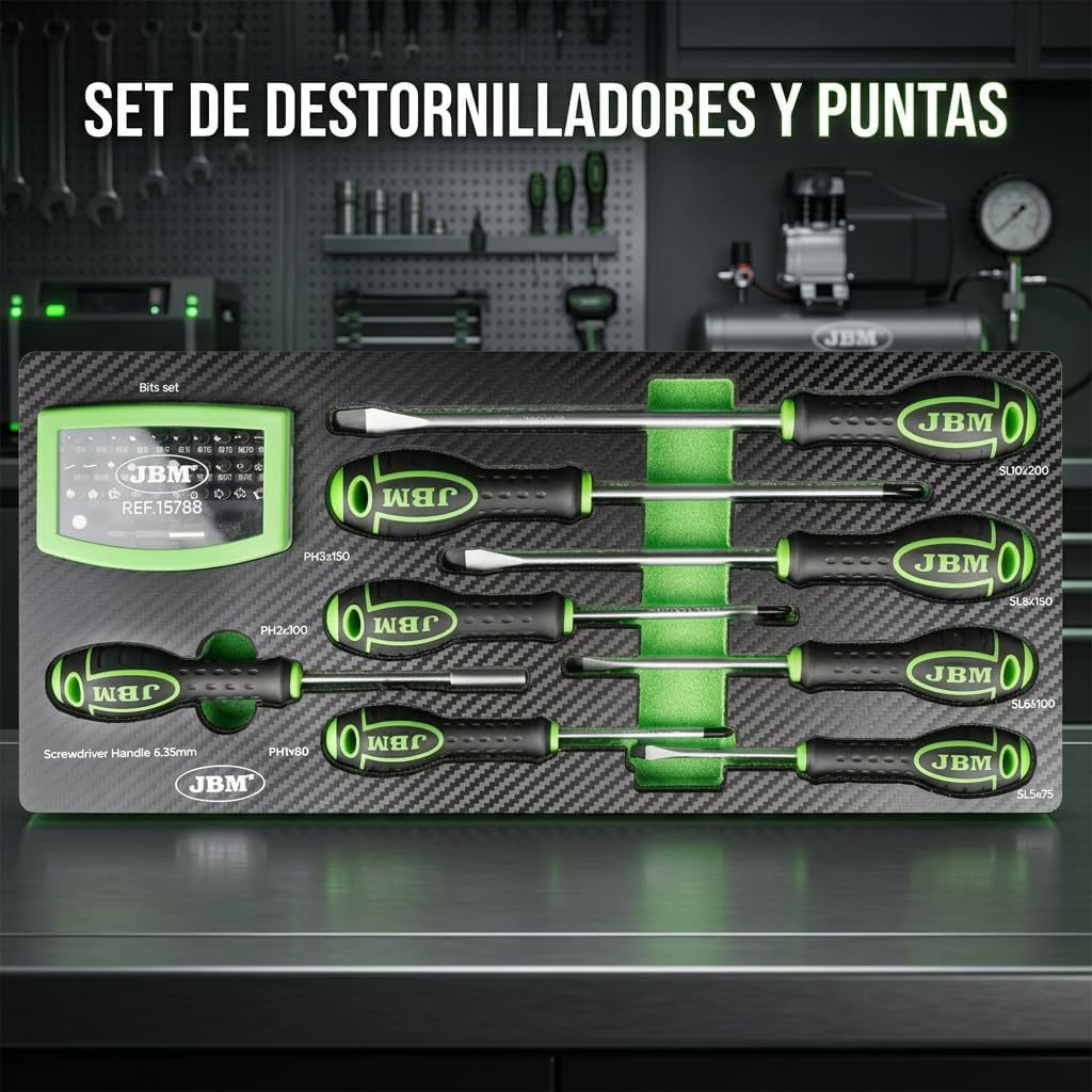 JBM 54261 CAJA METÁLICA REFIAL CON HERRAMIENTAS. 143 PIEZAS SATINADAS