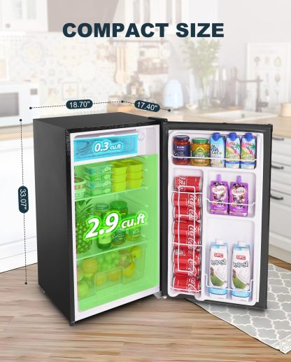 Upstreman BR321 BR231-Black Refrigeradores de tamaño completo, Negro brillante