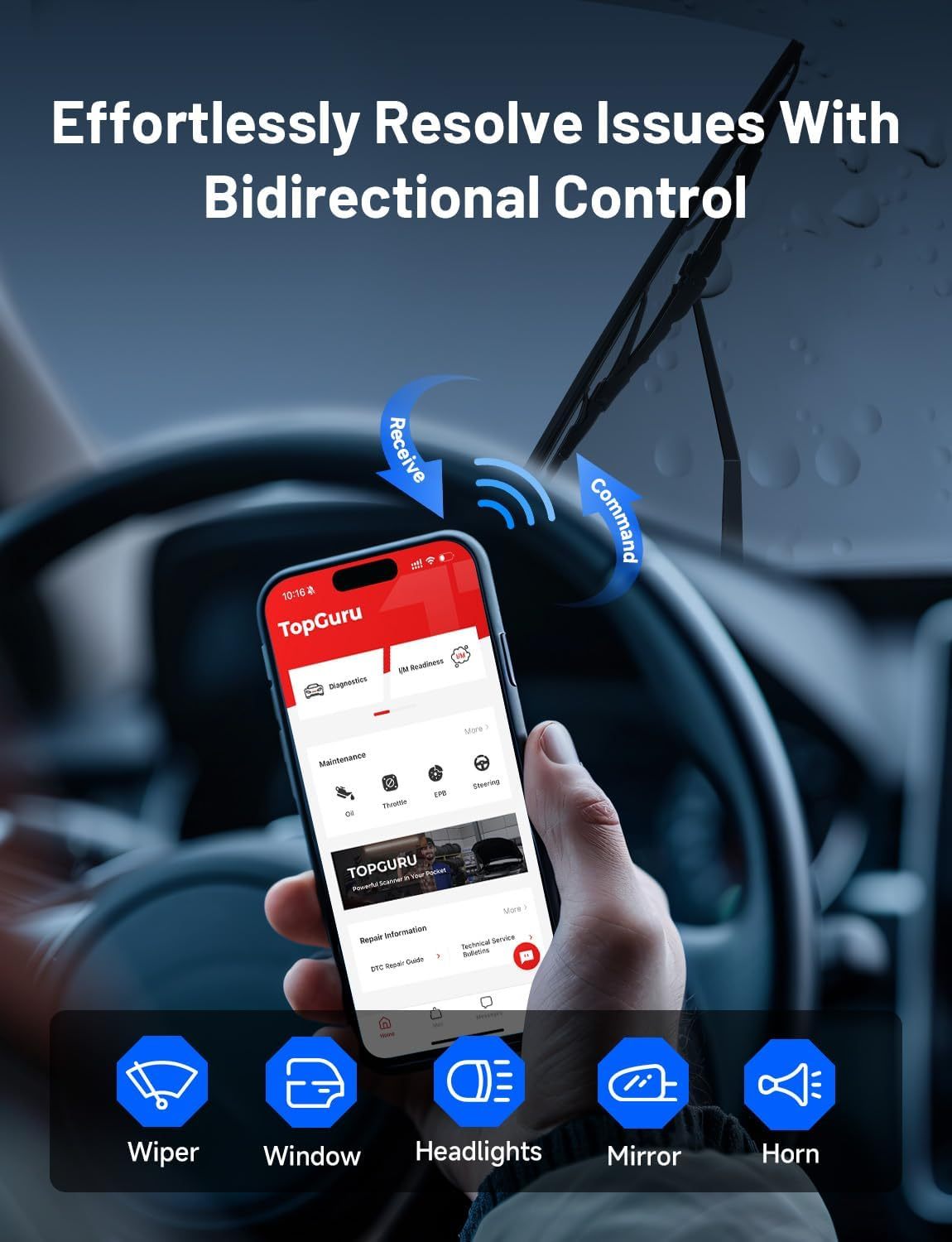 Escáner OBD2 TOPDON TopScan Lite, herramienta de diagnóstico bidireccional, 8 funciones de reinicio e IA
