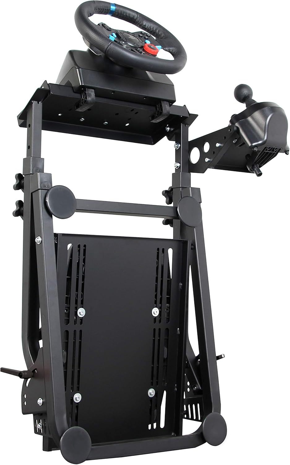 Jxqqay Racing Wheel Stand (Versión actualizada) Levier de vitesses Pro Cockpit de simulateur de conduite réglable en hauteur compatible avec Logitech G25 G27 G29 G920 T300RS T500 T3PA TGT Cockpit de jeu FANATEC