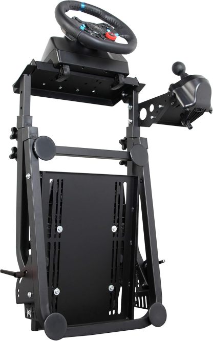 Jxqqay Racing Wheel Stand (Versión actualizada) Levier de vitesses Pro Cockpit de simulateur de conduite réglable en hauteur compatible avec Logitech G25 G27 G29 G920 T300RS T500 T3PA TGT Cockpit de jeu FANATEC