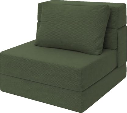 Sofá Cama Plegable Individual con Almohada, Gris Oscuro, Tela Transpirable y Espuma de Alta Densidad, 48.26 cm x 66.06 cm x 58.46 cm