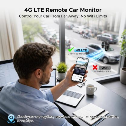 Cámara de salpicadero inalámbrica LAMTTO 4G LTE para el interior y la parte delantera del vehículo, con transmisión en directo a distancia