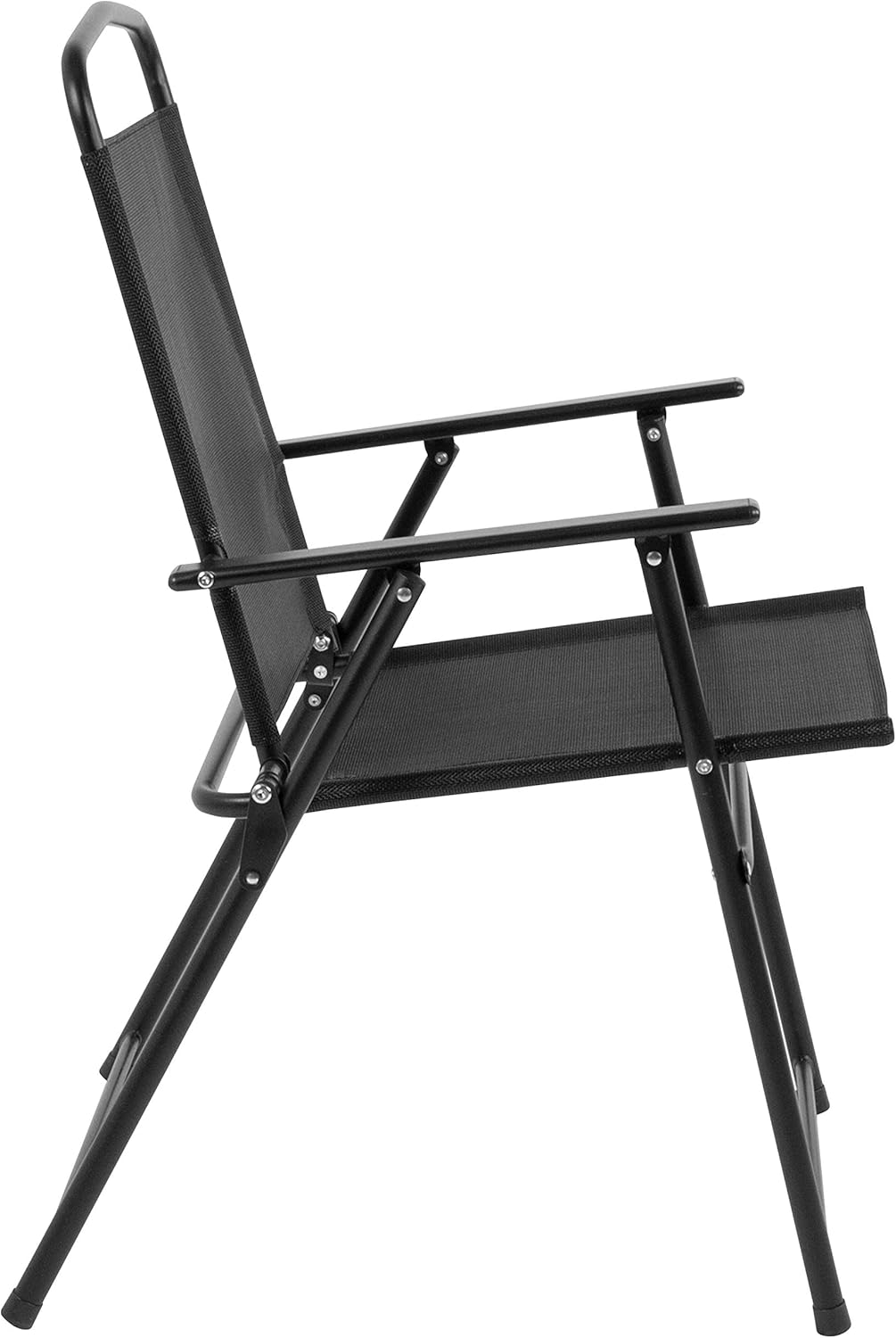 Flash Furniture Set de Muebles de Jardín Exterior Modelo Nantucket – Muebles de Jardín y Terraza – Set de 6 Unidades – Incluye Mesa de Jardín, Sombrilla y 4 Sillas Plegables – Color Negro