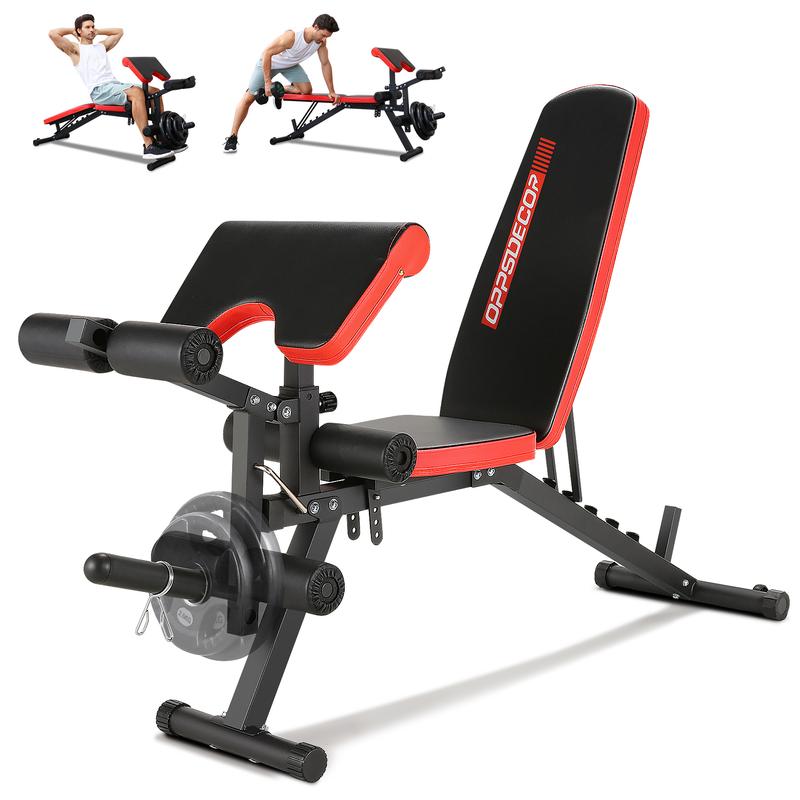 Banco de pesas ajustable con capacidad de 900 libras, extensión de piernas y almohadilla para curl de bíceps – Equipo de ejercicio para gimnasios en casa.