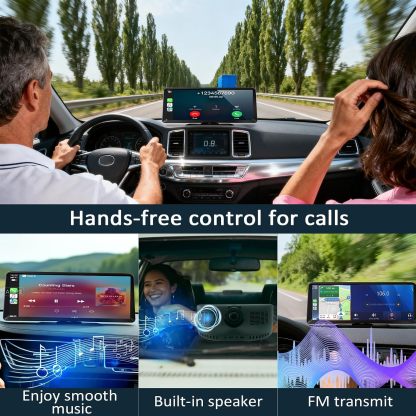 Pantalla HD de 8,1" con CarPlay para el equipo de sonido del coche, cámara de salpicadero 2K, pantalla táctil portátil inalámbrica con CarPlay y Android Auto, cámara de marcha atrás de 1080p, Bluetooth, MirrorLink, GPS, AUX y control por voz
