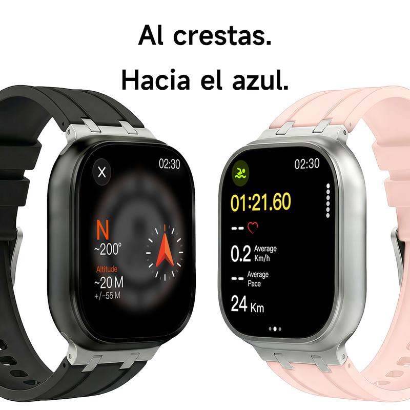 AI Ultra 3 Pro cuenta con 4 GB de ROM, admite enviar y recibir mensajes de WhatsApp, llamadas por Bluetooth, pantalla táctil completa de 49 mm, NFC, GPS, monitorización deportiva y de actividad física, ChatGPT .También incluye 4 correas.
