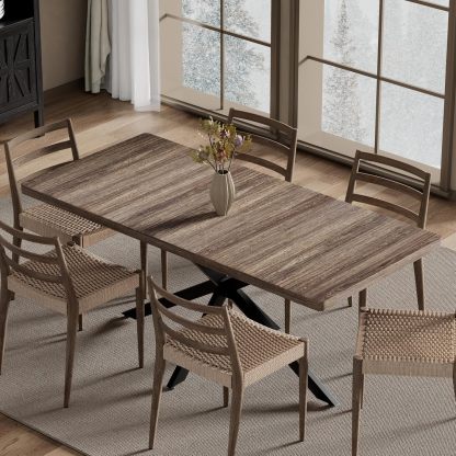 Mesa comedor extensible para 4 6 8, mesa de cocina rectangular de madera de 140 cm a 180 cm, mesa comedor expandible con almacenamiento oculto, mesa de cocina estilo granja para ahorrar espacio en la