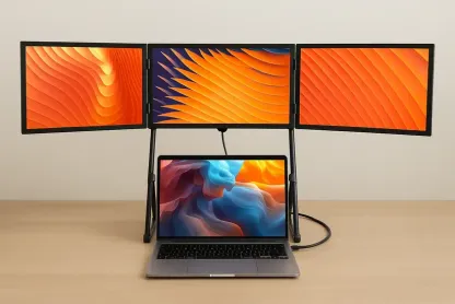Monitor Triple Extendido — 2 Pantallas Full HD 15.6" para Laptop, USB-C, Plegable
