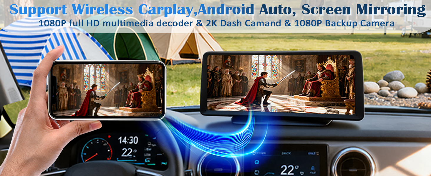 La pantalla CarPlay admite duplicación de pantalla para iOS y Android. Transmita videos de YouTube, TikTok