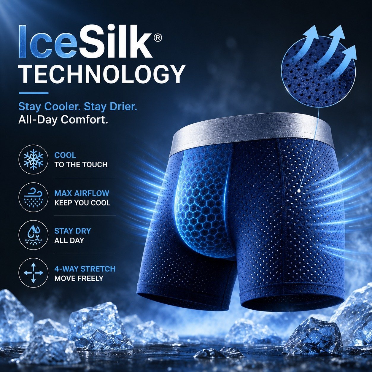 🏆Más de 45 000 unidades vendidas 🔥Ofertas estrella de 2026: Boxer para hombre AirSorb™ Premium con malla IceSilk para una comodidad que dura todo el día