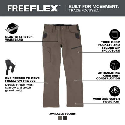 Tume Men's 8-PACK FREEFLEX Tech Work Pants With 7 Pockets