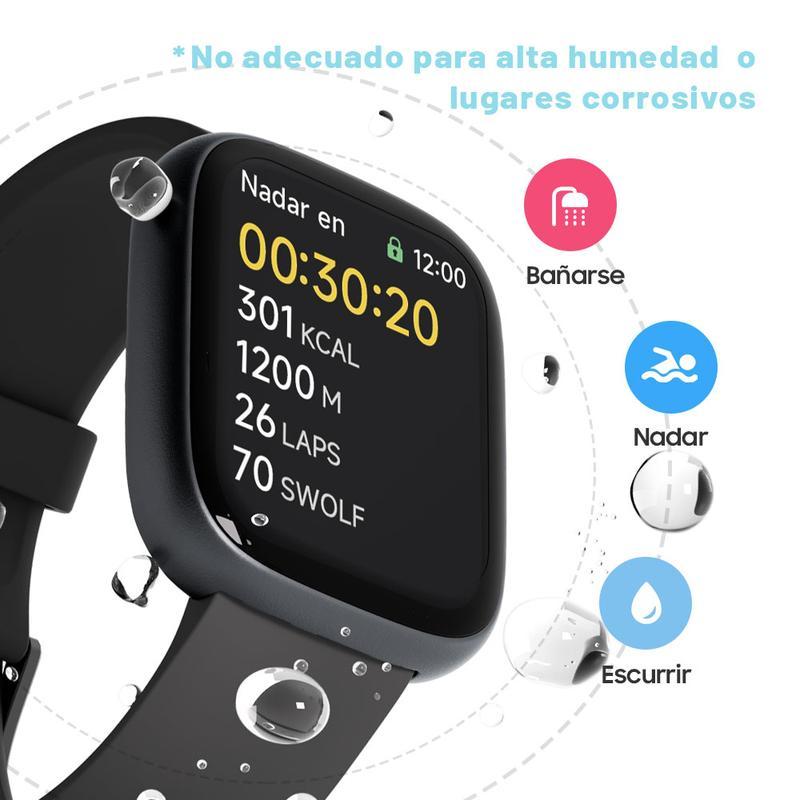 Reloj inteligente multifunción para hombre y mujer, rastreador de Fitness de 1,83 inch, con rastreador de pasos / rastreador de actividad, podómetro, reloj inteligente para responder / hacer llamadas, Compatible con Android iOS