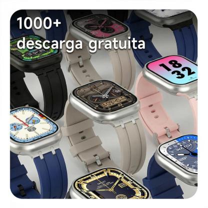 AI Ultra 3 Pro cuenta con 4 GB de ROM, admite enviar y recibir mensajes de WhatsApp, llamadas por Bluetooth, pantalla táctil completa de 49 mm, NFC, GPS, monitorización deportiva y de actividad física, ChatGPT .También incluye 4 correas.