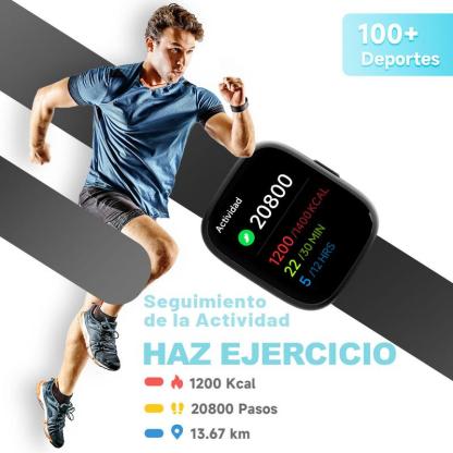Reloj inteligente multifunción para hombre y mujer, rastreador de Fitness de 1,83 inch, con rastreador de pasos / rastreador de actividad, podómetro, reloj inteligente para responder / hacer llamadas, Compatible con Android iOS