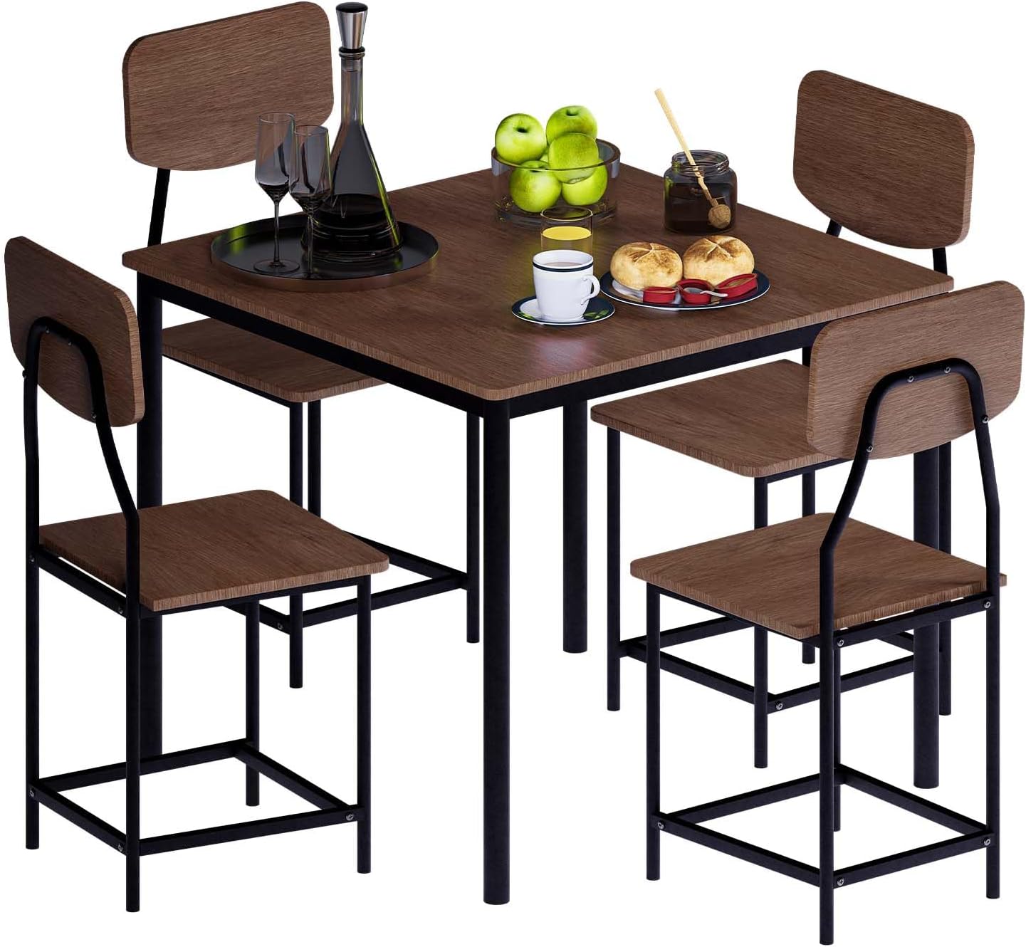 MUBSON Comedor con 4 Sillas. Comedor Completo Minimalista Decco con Superficie de 90x90 cm. Mesa para 4 Personas. Mesa para Cocina, Hogar, Oficina o Terraza. Antecomedor. Dining Table