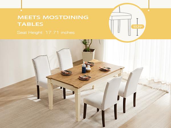 Sweet Furniture S - Sillas de comedor, sillas de cocina, silla tapizada moderna de tela para comedor con respaldo de tachuelas y patas de madera, esenciales para dormitorio, decoraci&oacute;n del hogar