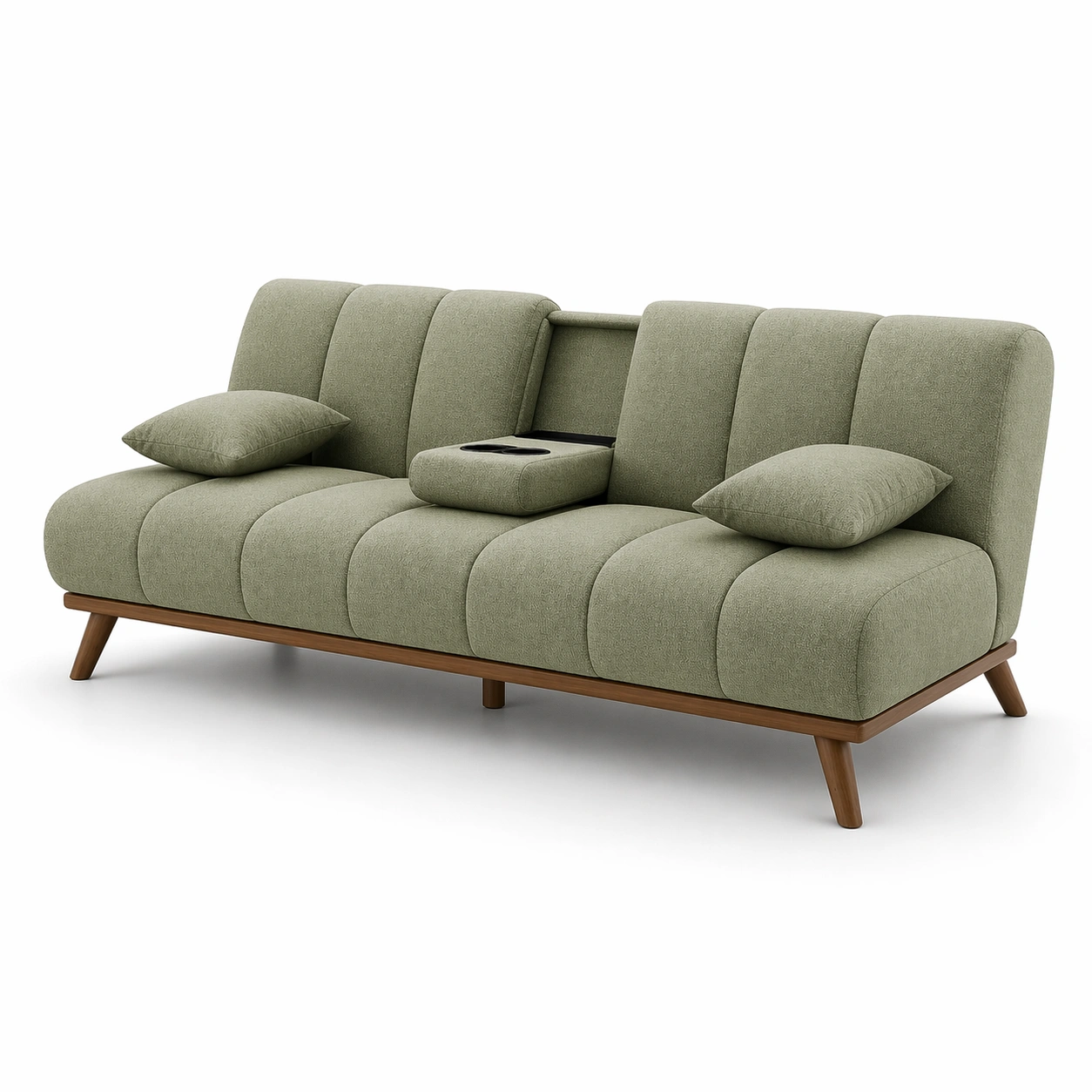 Divano tre posti moderno verde chiaro con vano centrale-celnivo