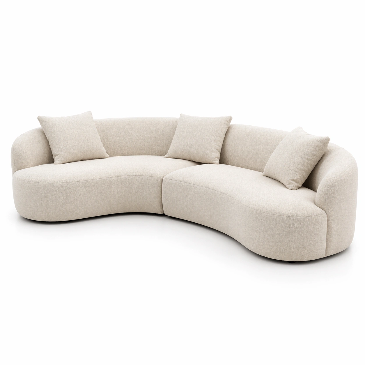 Divano curvo moderno in tessuto beige con design organico-celnivo