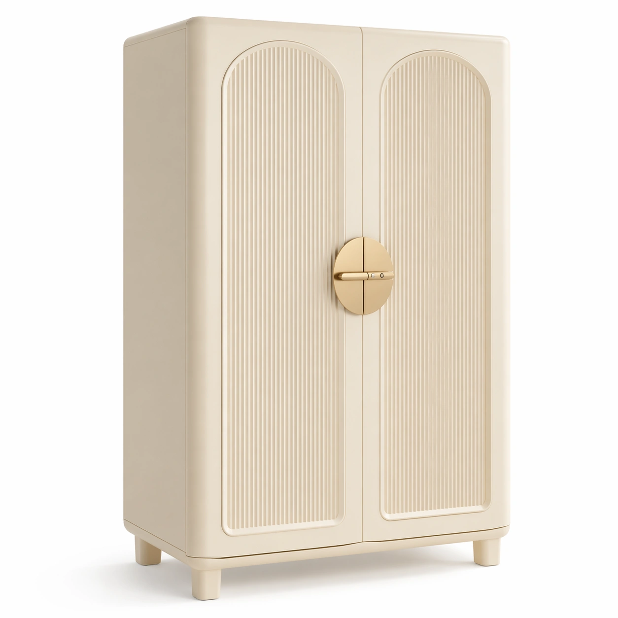 Armadio compatto moderno con ante scanalate colore beige-celnivo