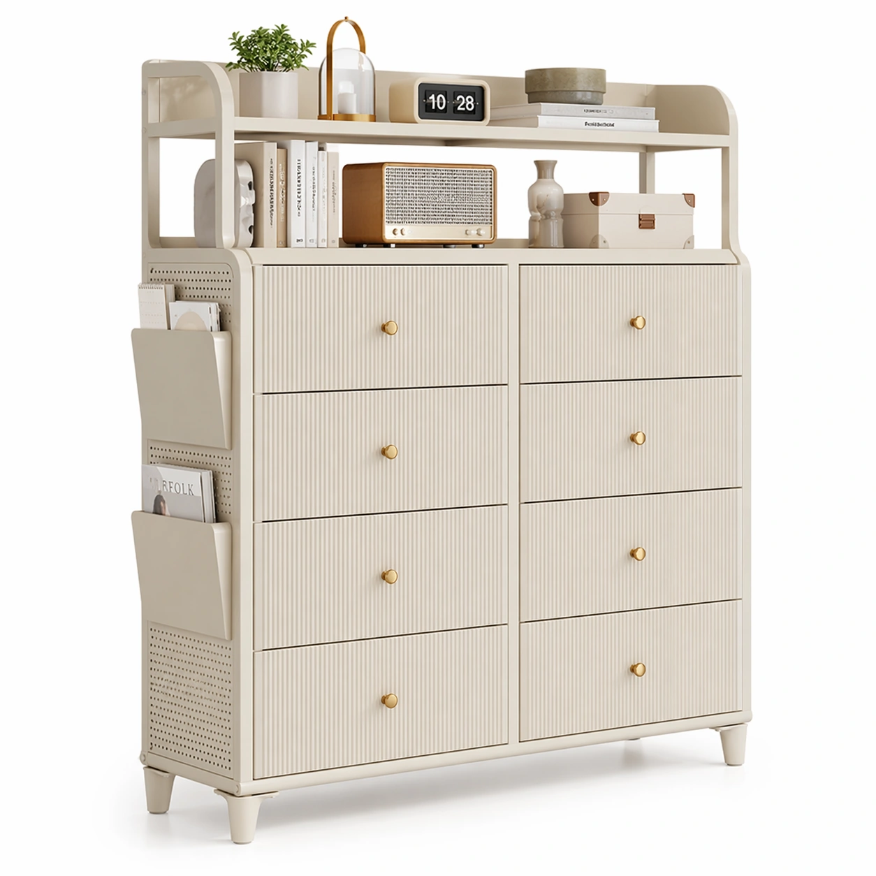 Mobile multiuso con ripiani e cassetti colore beige-celnivo