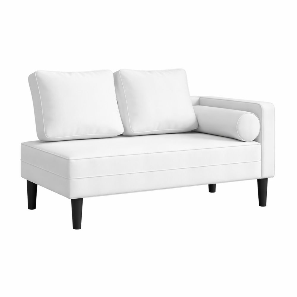 Kunstleder Chaiselongue mit Kissen in Weiß