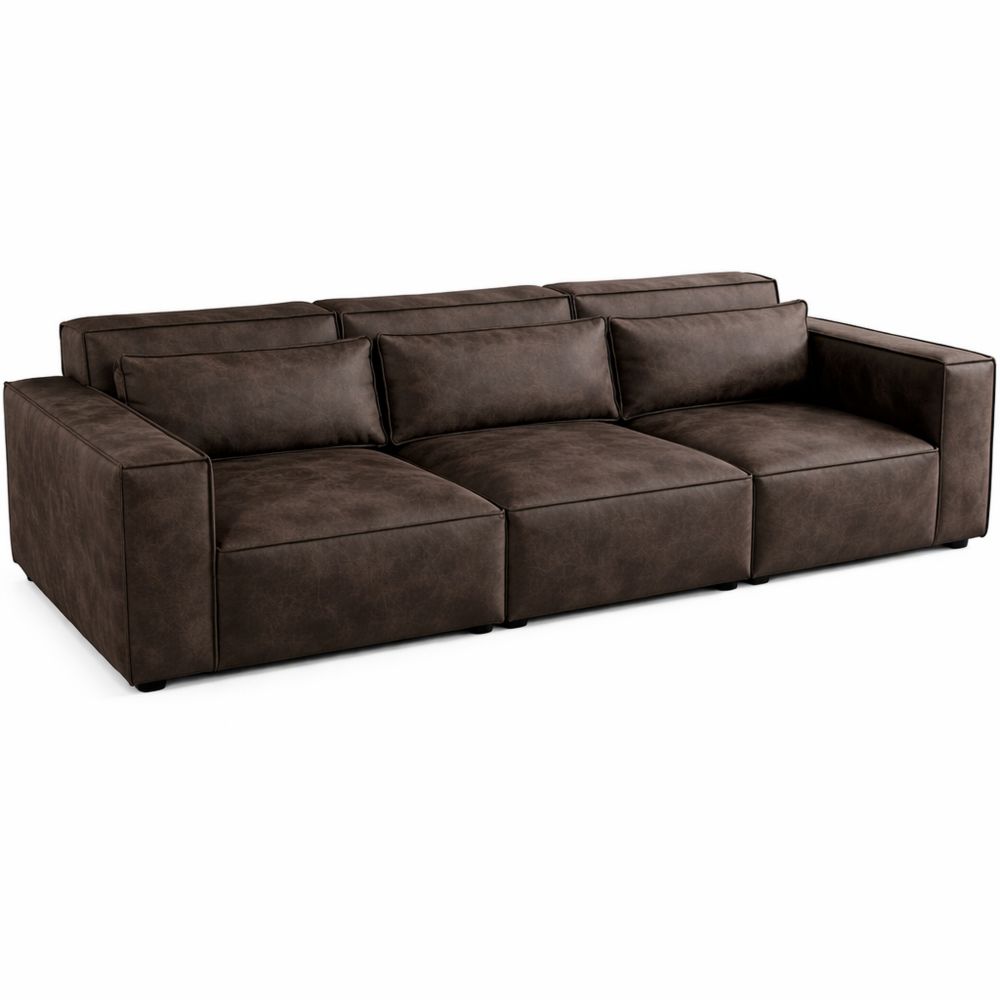 Gemütliches 3-Sitzer Sofa in Dunkelgrau mit Microfaser und Kissen