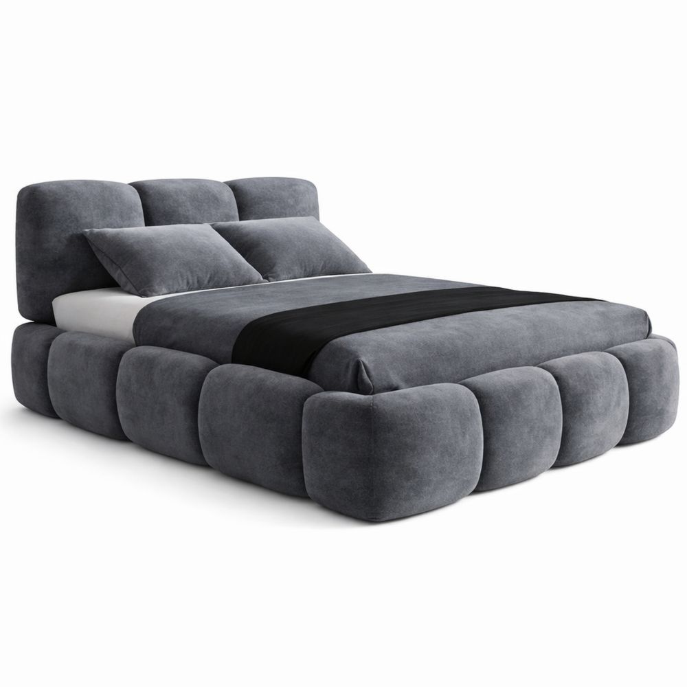 Geräumiges Polsterbett 180x200 mit Stauraum und Lattenrost in Dunkelgrau