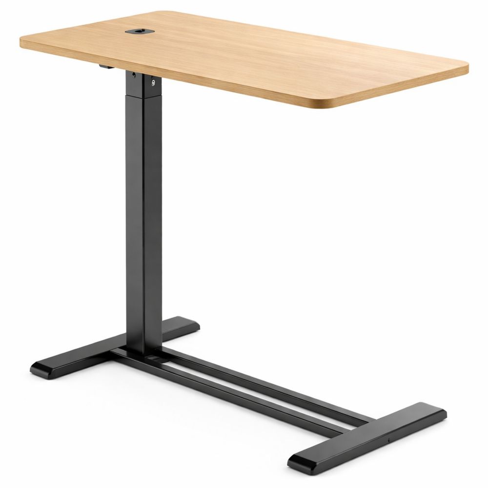 Höhenverstellbarer Laptoptisch mit Rollen, Beistelltisch 66-106 cm höhenverstellbar, Nachttisch für Sofa und Bett, Schwarz/Holz